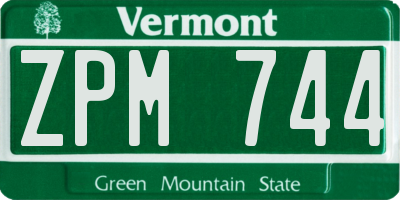 VT license plate ZPM744