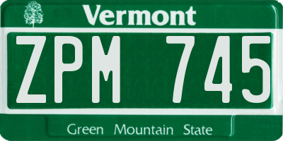 VT license plate ZPM745