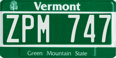 VT license plate ZPM747