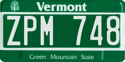 VT license plate ZPM748