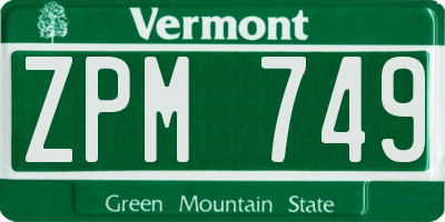 VT license plate ZPM749