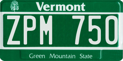 VT license plate ZPM750