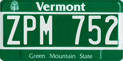 VT license plate ZPM752