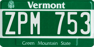 VT license plate ZPM753