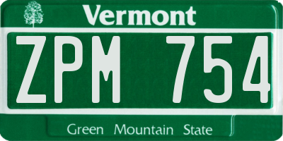 VT license plate ZPM754