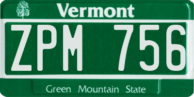 VT license plate ZPM756