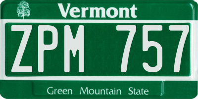 VT license plate ZPM757
