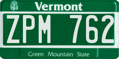 VT license plate ZPM762