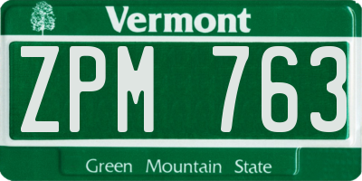 VT license plate ZPM763