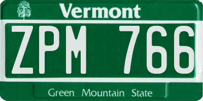 VT license plate ZPM766