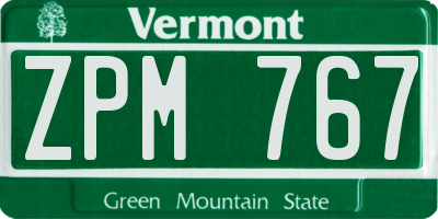 VT license plate ZPM767