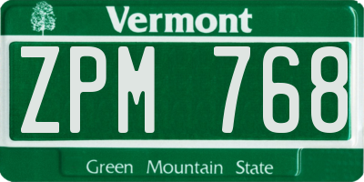 VT license plate ZPM768