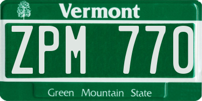 VT license plate ZPM770