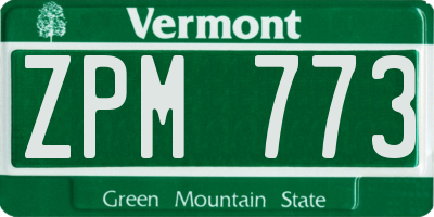 VT license plate ZPM773