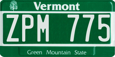 VT license plate ZPM775