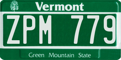 VT license plate ZPM779