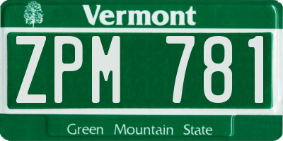 VT license plate ZPM781
