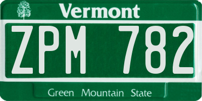 VT license plate ZPM782