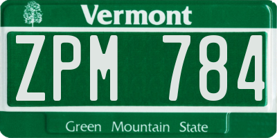 VT license plate ZPM784