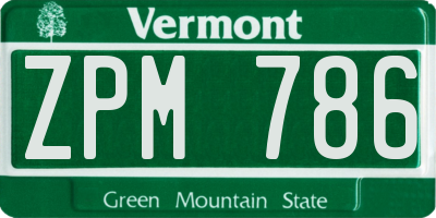 VT license plate ZPM786