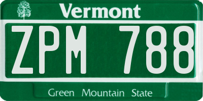 VT license plate ZPM788