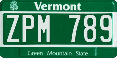 VT license plate ZPM789