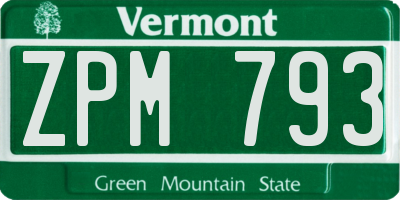 VT license plate ZPM793