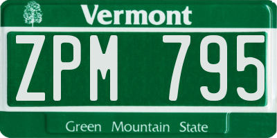 VT license plate ZPM795
