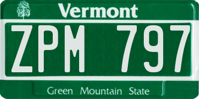 VT license plate ZPM797