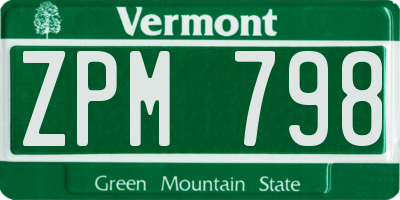 VT license plate ZPM798