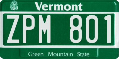 VT license plate ZPM801