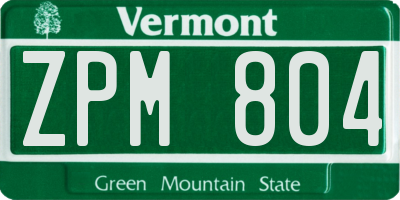 VT license plate ZPM804