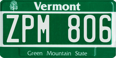 VT license plate ZPM806