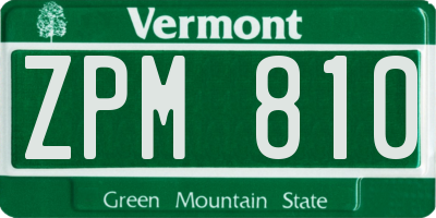 VT license plate ZPM810