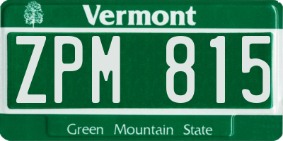 VT license plate ZPM815