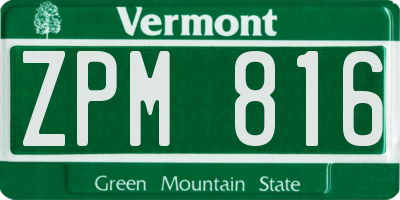 VT license plate ZPM816