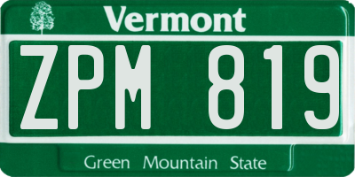 VT license plate ZPM819