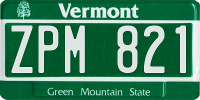 VT license plate ZPM821