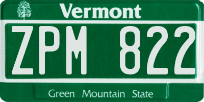 VT license plate ZPM822