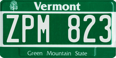 VT license plate ZPM823