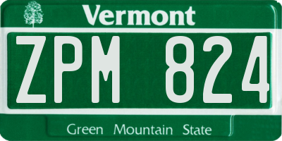 VT license plate ZPM824