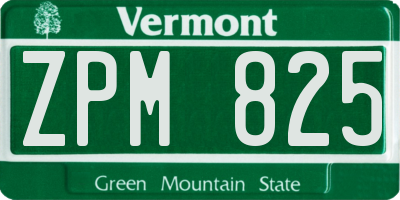 VT license plate ZPM825