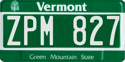 VT license plate ZPM827
