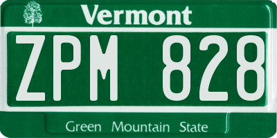 VT license plate ZPM828