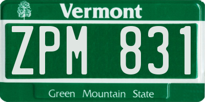 VT license plate ZPM831