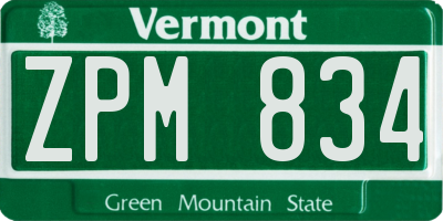 VT license plate ZPM834