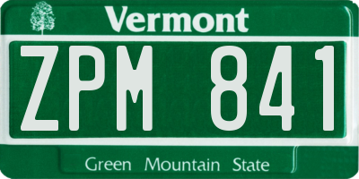 VT license plate ZPM841