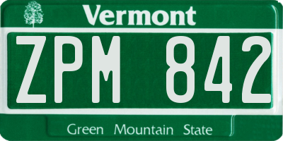 VT license plate ZPM842