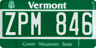 VT license plate ZPM846