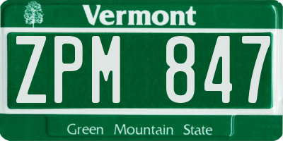 VT license plate ZPM847